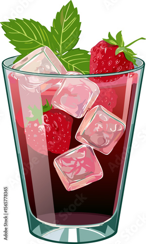 A refreshing strawberry cocktail in a glass