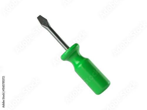 Red handle steel phillips head screwdriver, a common metal repair tool, isolated on a white background