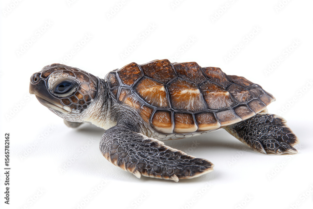 Obraz premium Realistic model of a sea turtle on a white background, showcasing intricate details and textures