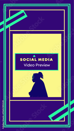 Modern Neon Video Template for Social Media with Text Area and Face Placeholder