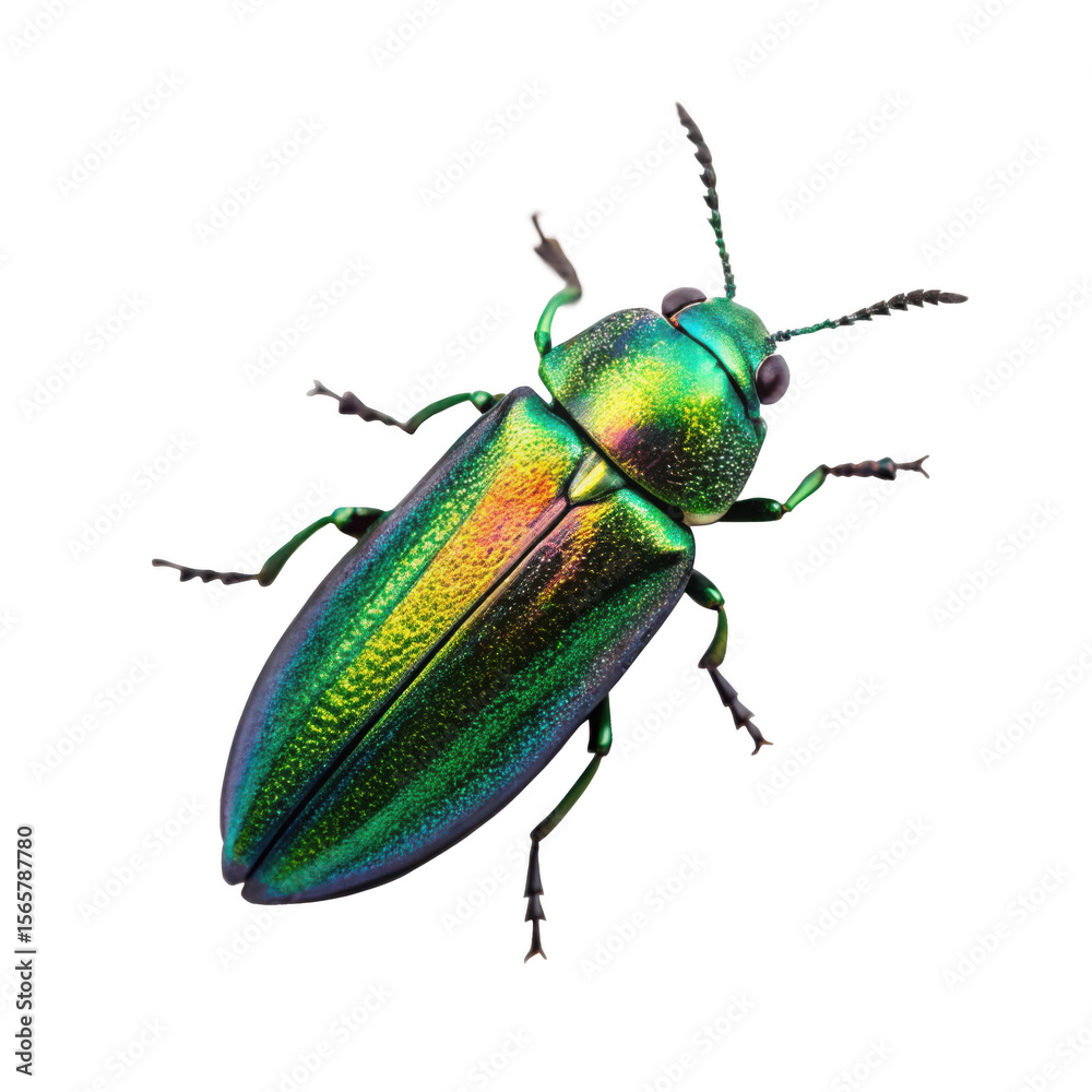 Naklejka premium metallic wood-boring beetle on a transparent background