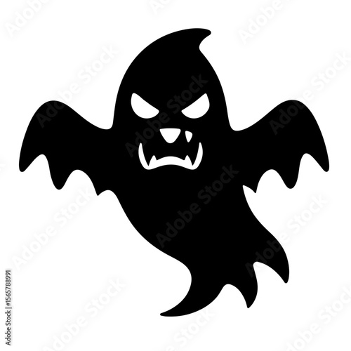 Evil Ghost Halloween Flat Vector Icon
