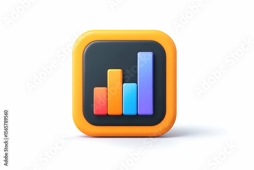 Isolated Colorful 3D Bar Graph Icon on White Background