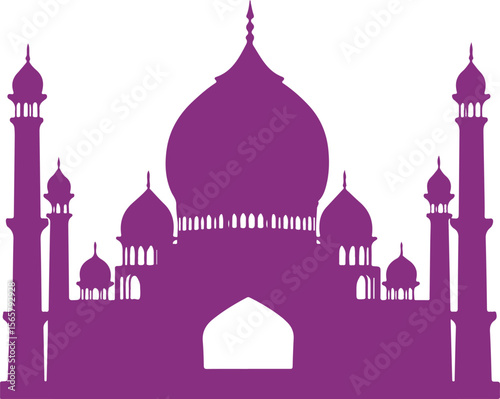 Detailed vector illustration of an islamic mosque with intricate architectural details and decorative elements