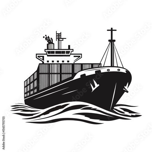 Modern cruise ship silhouette icon for nautical and travel themed designs