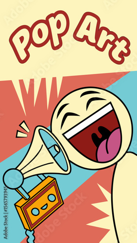 Pop art style thumbnail for short video with explosive text field and laughing emoji