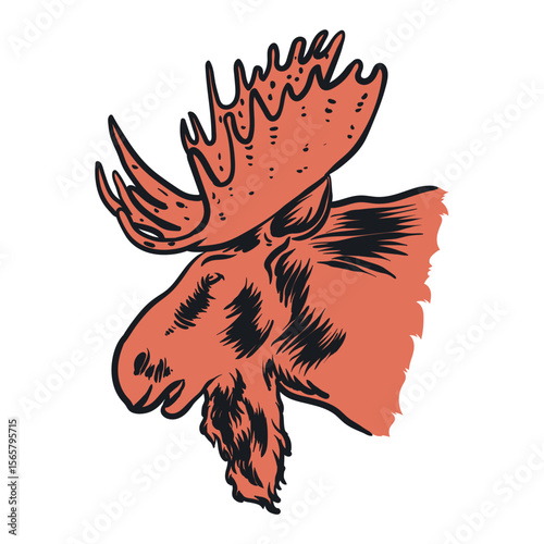 moose head vector with separate white background