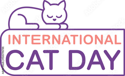 Celebrate International Cat Day: Cute Feline Promoting Pet Adoption & Love