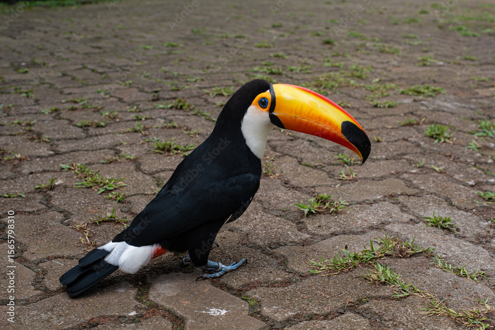 Fototapeta premium Toco toucan wearing a leg band
