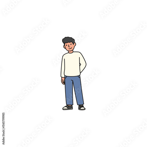 An icon of a man standing with his hands clasped behind his back, looking observant or patiently waiting.