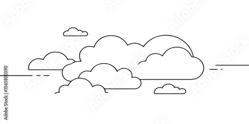 Simple and clean vector illustration of cloud outlines in a modern flat style
