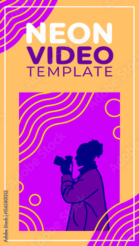 Modern Neon Video Template for Social Media with Text Area and Face Placeholder