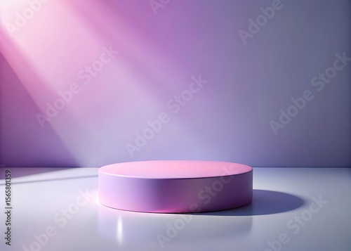 Empty Pink Circle Display Podium Against a Gradient Purple Background