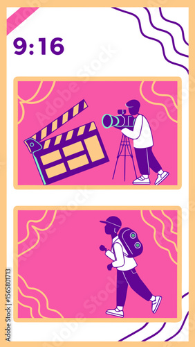 Modern Neon Video Template for Social Media with Text Area and Face Placeholder