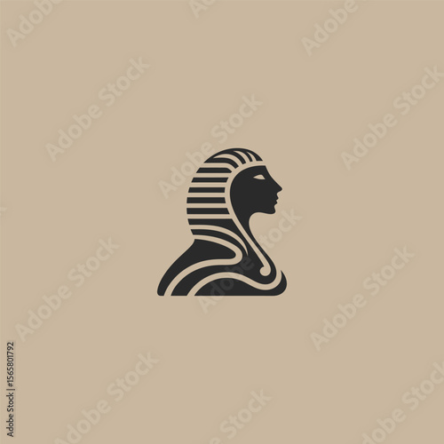 Sphinx head logo in bold and simple silhouette style.