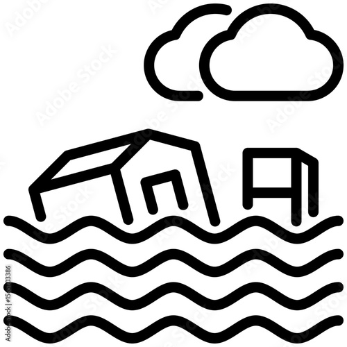 Floods icon for business risk, website, application, printing, document, poster design, etc