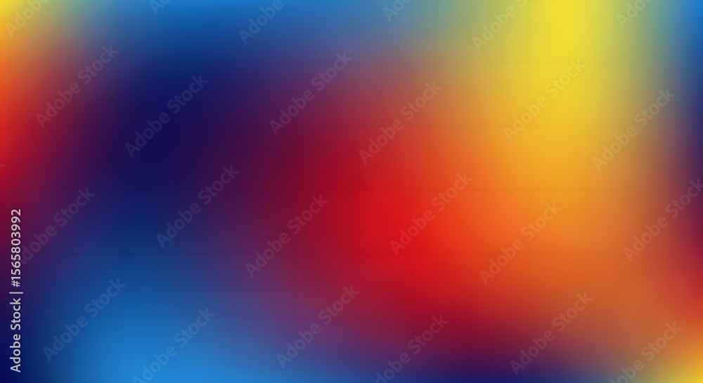 Obraz premium A vibrant gradient of blue, red, and yellow hues blending smoothly in an abstract composition.
