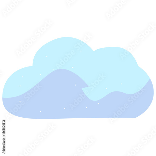 2D illustration of a soft blue cloud with gentle curves and small stars, suitable for night scenes, dreams, or peaceful themes.