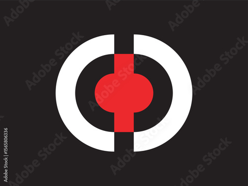 Modern Geometric Circle Segment Pattern in Red, White, and Black Design