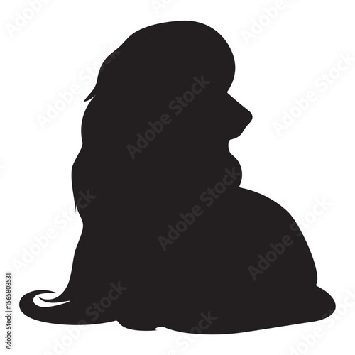 A black silhouette of an Afghan Hound vector