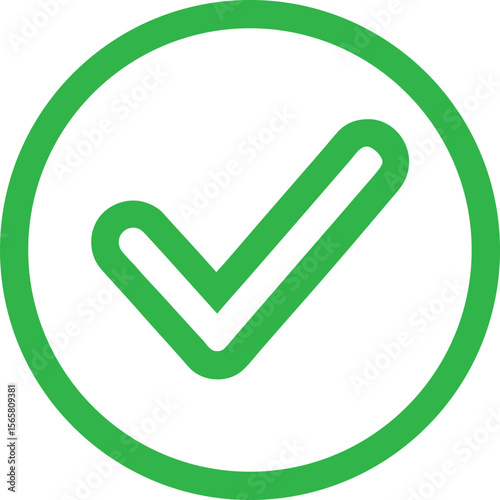 Bright Green Checkmark Icon Inside a Circle Design Element for Approval
