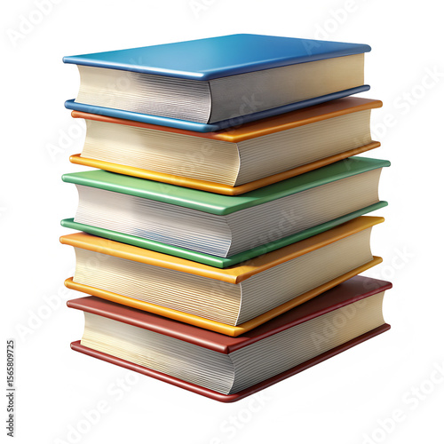 Books stack realistic icon with white background