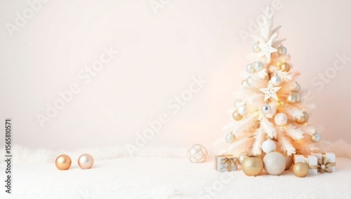 copy space for text background Elegant White and Gold Christmas Decor concept