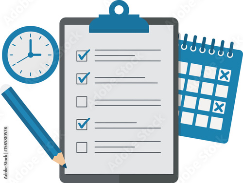 Checklist clipboard calendar time management planning organization task list schedule appointment reminder