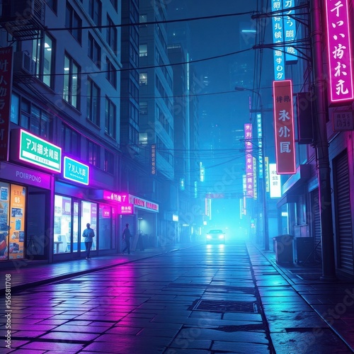 copy space for text background cool Cyberpunk Street Scene concept