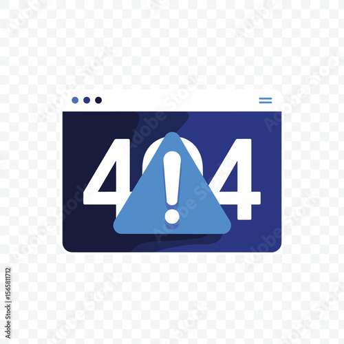 404 Error Page Not Found Icon - Website Browser with Exclamation Mark