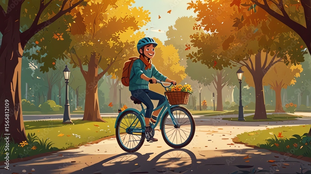 Obraz premium young man riding a bike