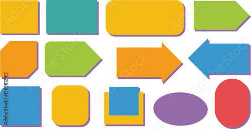 Colorful flowchart diagram shapes for business process workflow presentation and infographic design tool