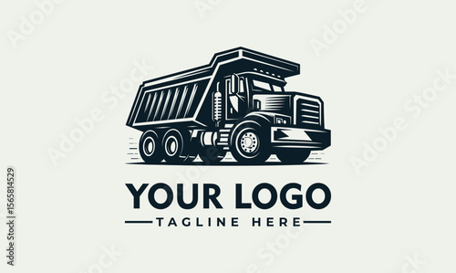 Detailed illustration of a heavy-duty dump truck, ready for hauling materials.