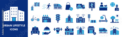 Urban Lifestyle icon collection set. Containing design urban, lifestyle, person, city, people