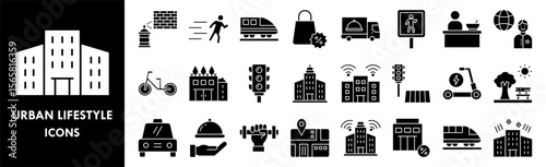 Urban Lifestyle icon collection set. Containing design urban, lifestyle, person, city, people