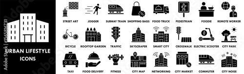 Urban Lifestyle icon collection set. Containing design urban, lifestyle, person, city, people