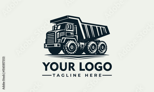 A stylized logo featuring a robust dump truck, ideal for construction or mining businesses.