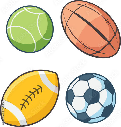 Discover a colorful assortment of various sports balls, showcasing different textures and styles perfect for active lifestyles and sporting events