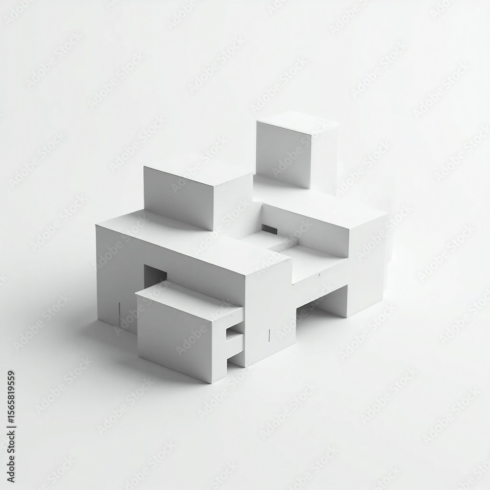 Obraz premium Minimalist White Geometric Cube Structure