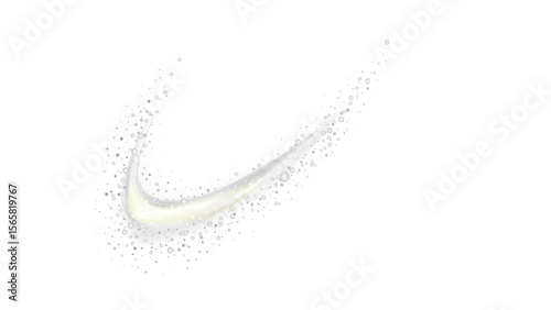 Ethereal white and silver sparkling swoosh with a transparent background for magical designs.