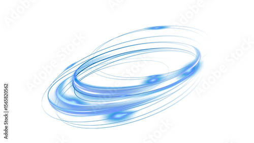 Transparent background: Abstract blue light trails forming swirling, dynamic ellipses and rings.