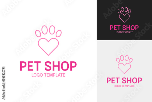 Love with paw icon for pet shop logo template vector illustration