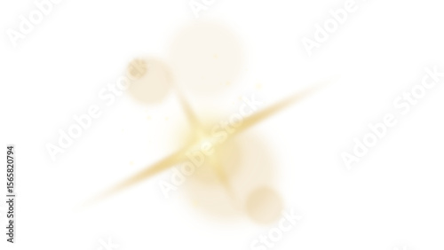 Golden Sparkle with Bokeh: Transparent background featuring a warm, glowing starburst and soft, diffused light circles.