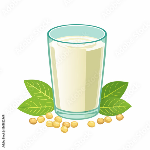 豆乳の透明グラスシンプルな飲料ベクター