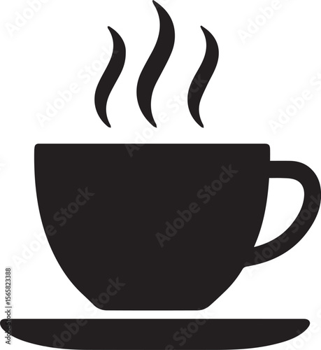 A hot cup of coffee, a perfect symbol for your morning cafe beverage