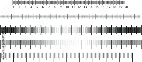 Measuring scale, markup for rulers vector illustration.Blank measuring scale indicator.Measuring scale, markup for rulers. Vector illustration.