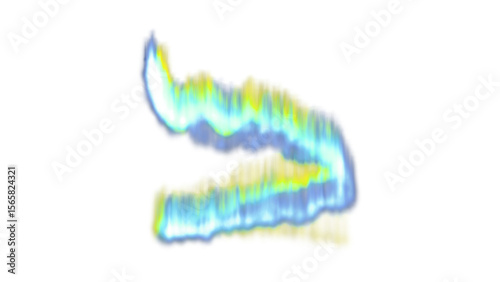 Northern lights aurora borealis on transparent background, vibrant blue and yellow glowing sky.