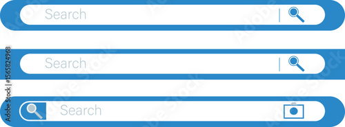 Simple search bar as part of user interface design. Vector illustration.Internet browser search bar frame.Collection of search box button address form and navigation bar elements.