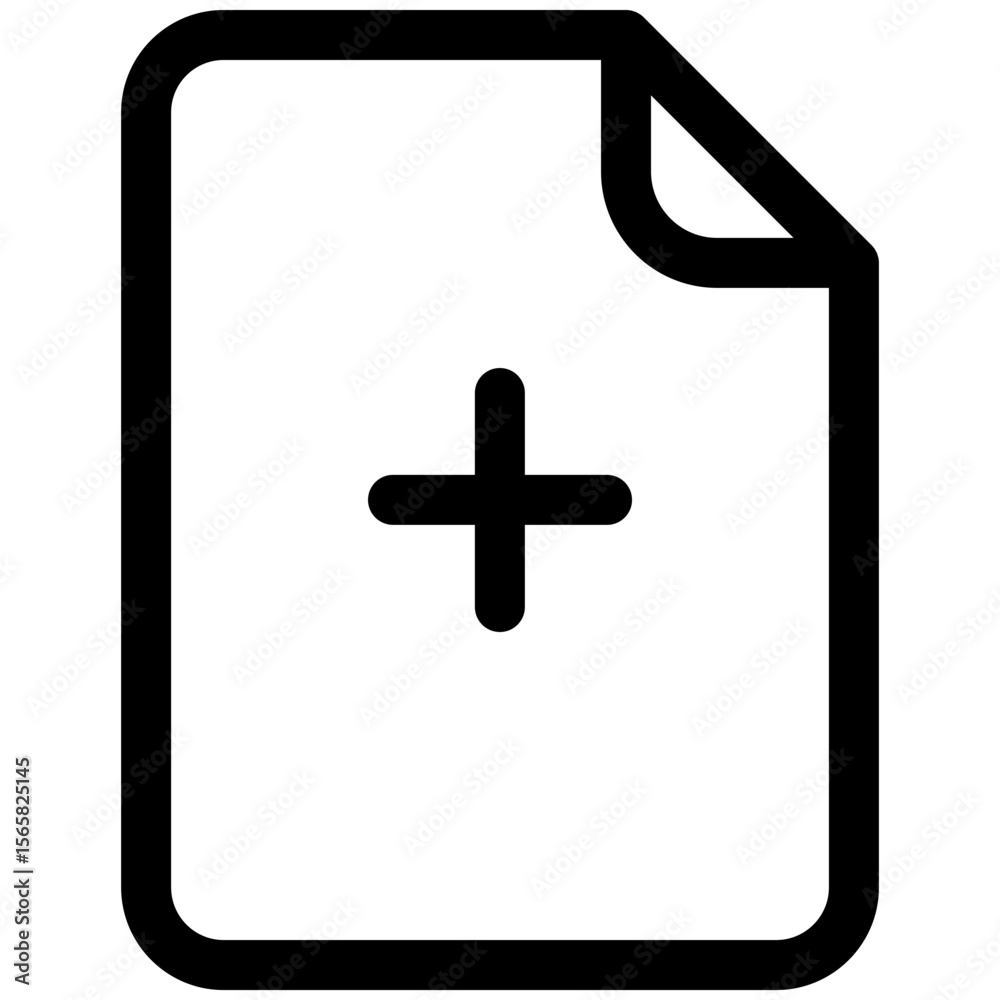 Fototapeta premium add file icon for user interface, user experience, website, application, printing, document, poster design, etc