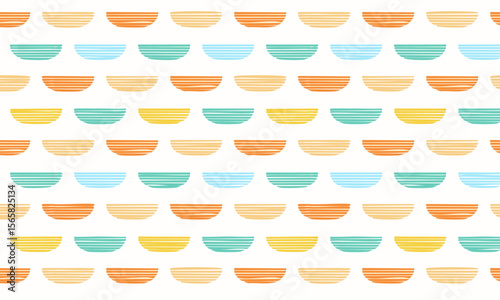Colorful Hand Drawn Bowl Pattern - Cute Kitchen Food Background